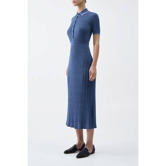 Gabriela Hearst Eyot Cashmere Blend Dress in Denim Blue M - Picture 2 of 5